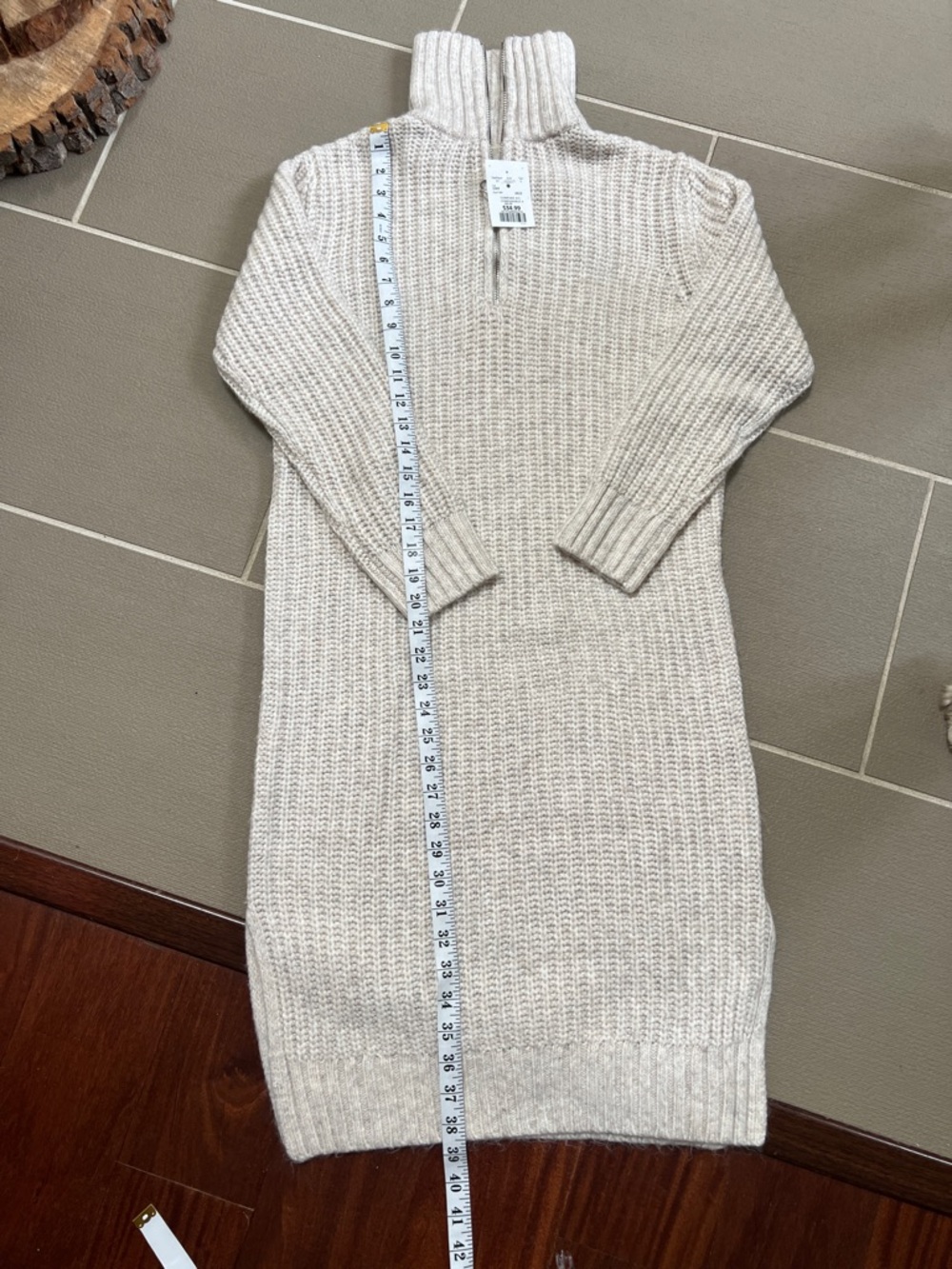 Oatmeal Ribbed Half-Zip Sweater - Picture 4 of 7